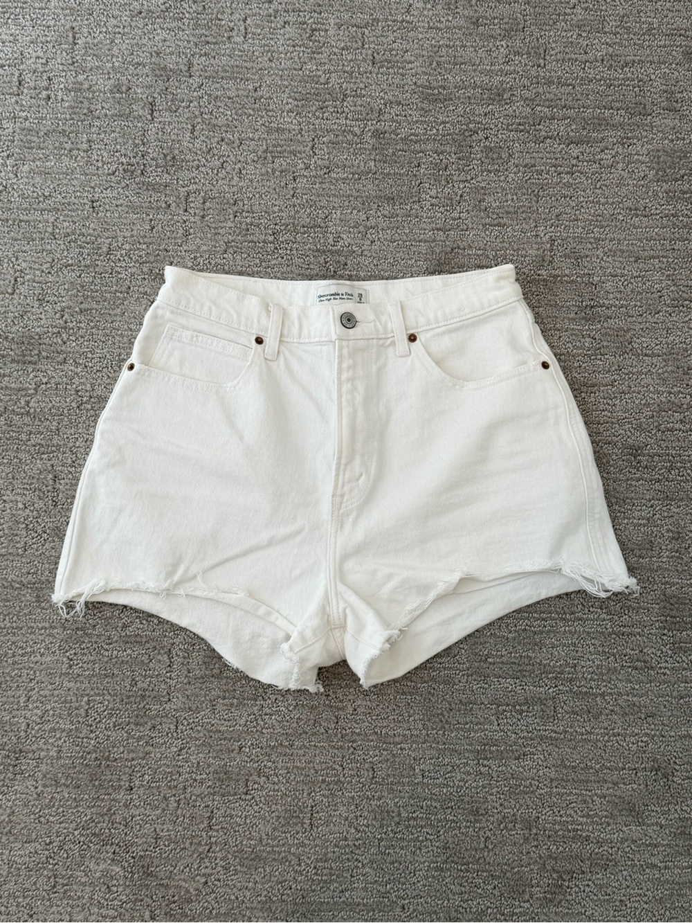 Abercrombie & Fitch White High-Waist Denim Shorts